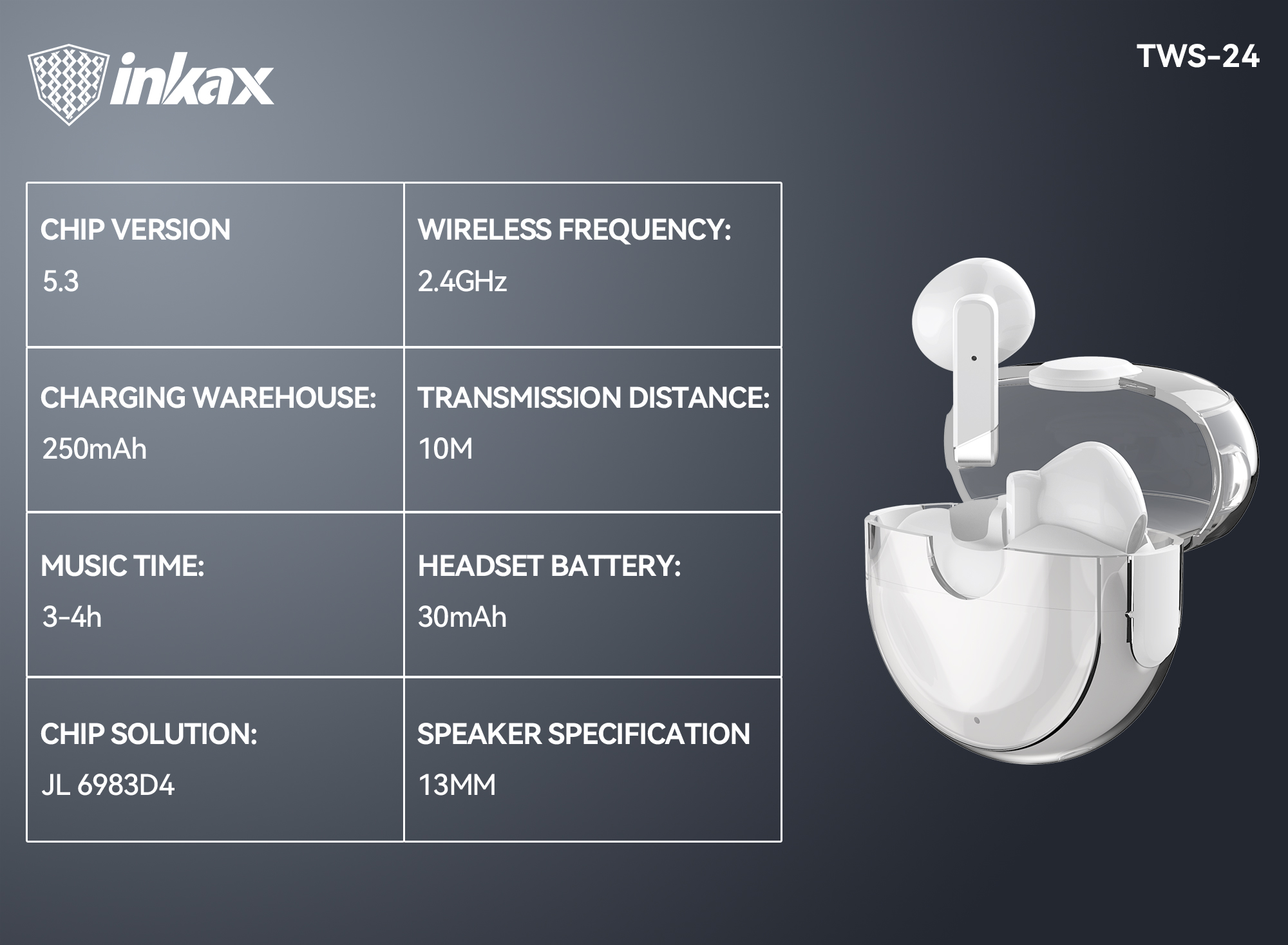 écouteurs Bluetooth inkax TWS-24